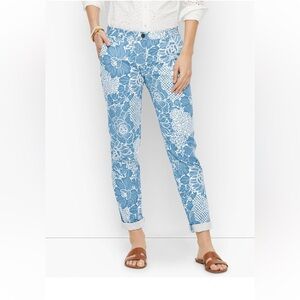 NEW TALBOTS RELAXED CHINOS - SPECKLED FLORAL SIZE 12 Mature summertime
